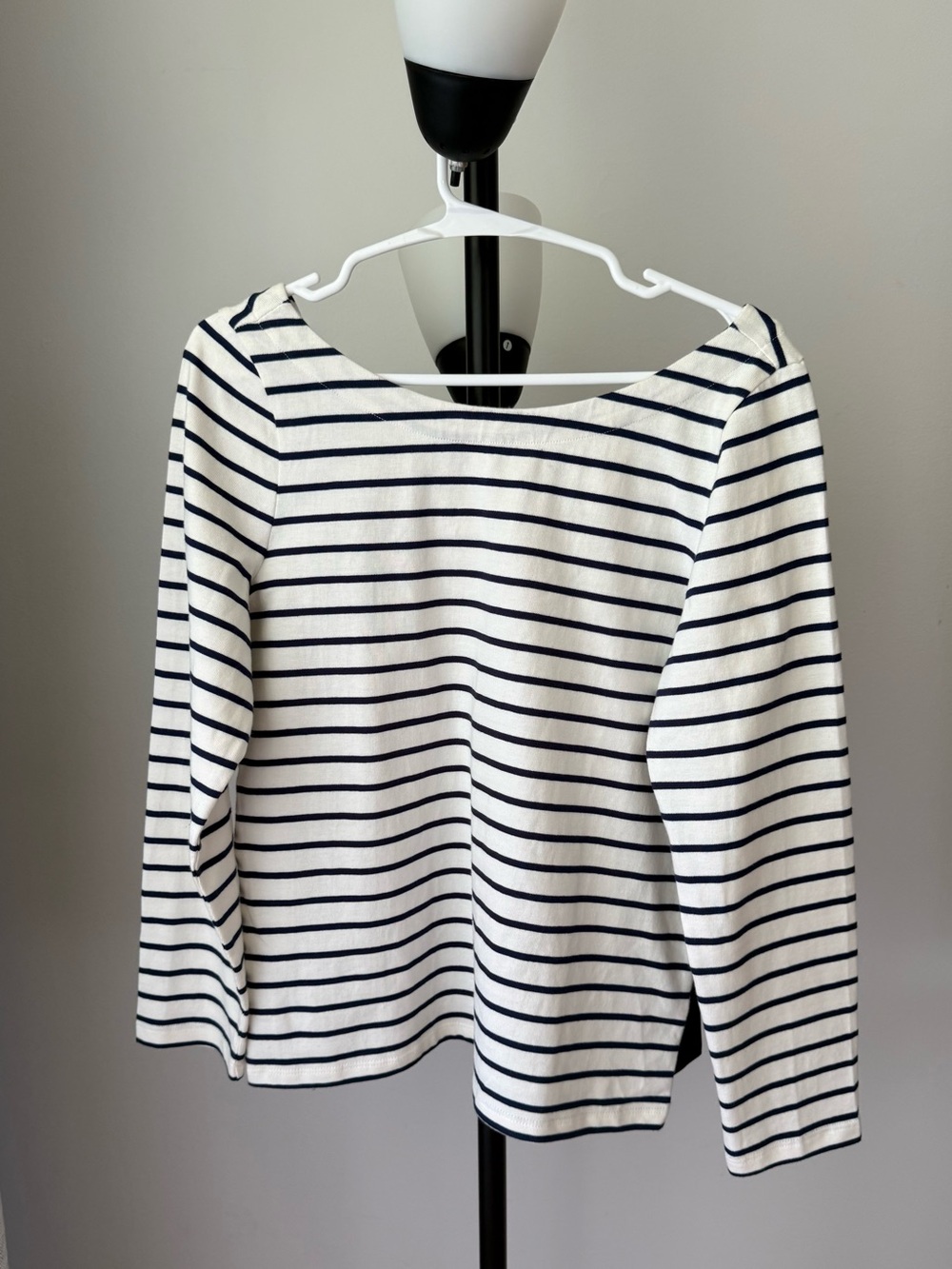 J.Crew Women’s Striped Long Sleeve Top Back Bow Tie 100% Cotton Size S NWT